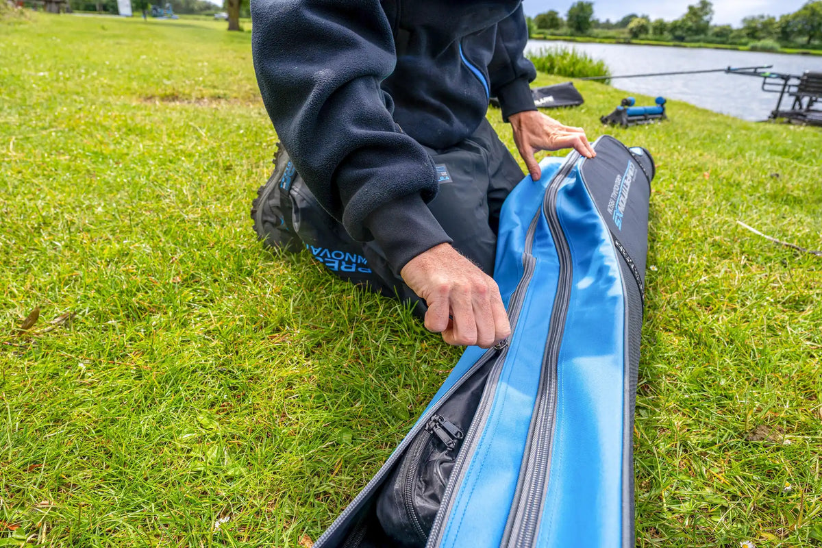 Preston Competition XS 4 Rod Holdall 195cm ritsdetail tijdens het openen