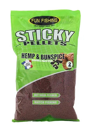 Fun fishing sticky pellets 2mm - hemp & bunspice