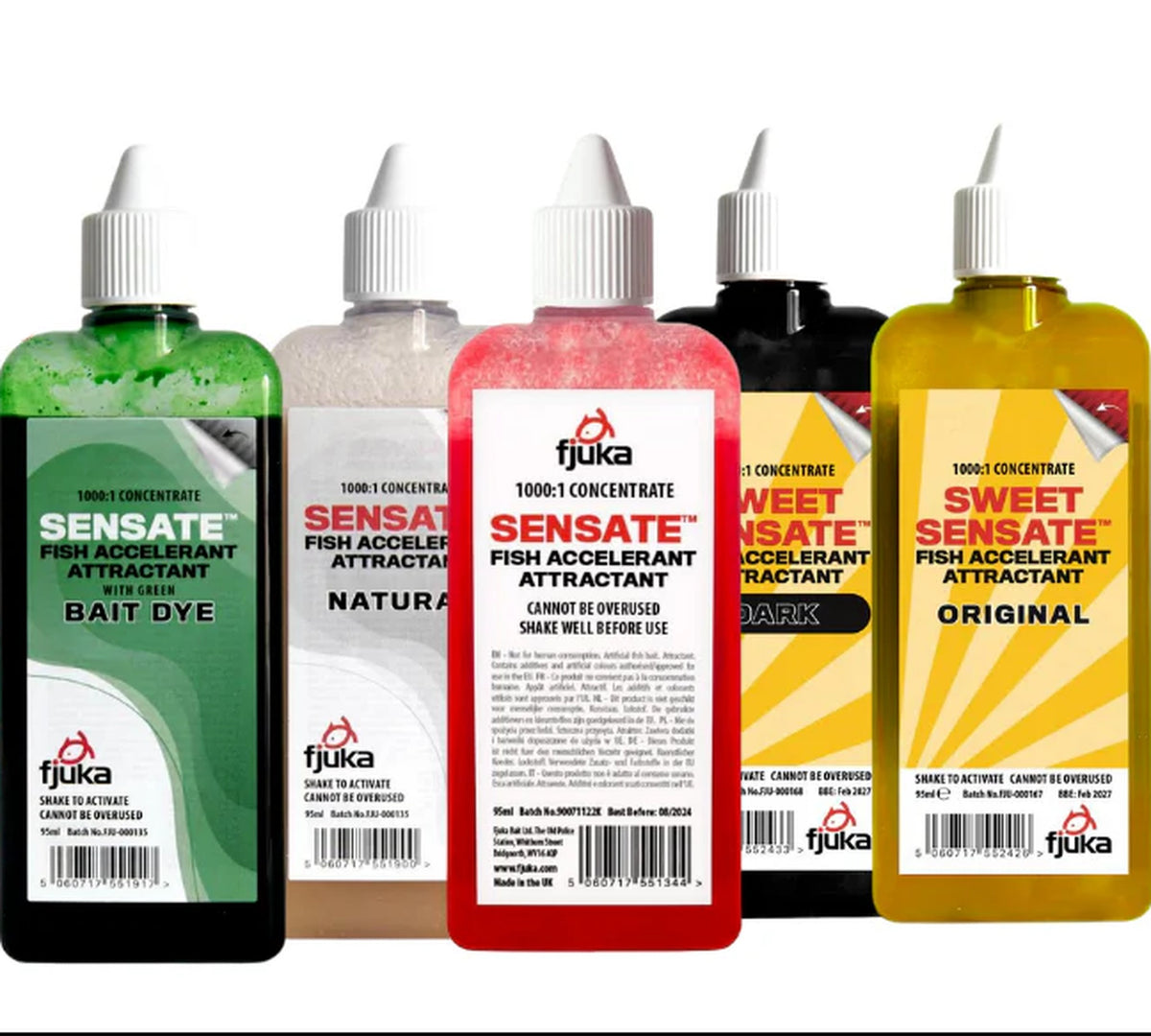 Fjuka Sensate Fish Accelerant assortiment met vijf varianten