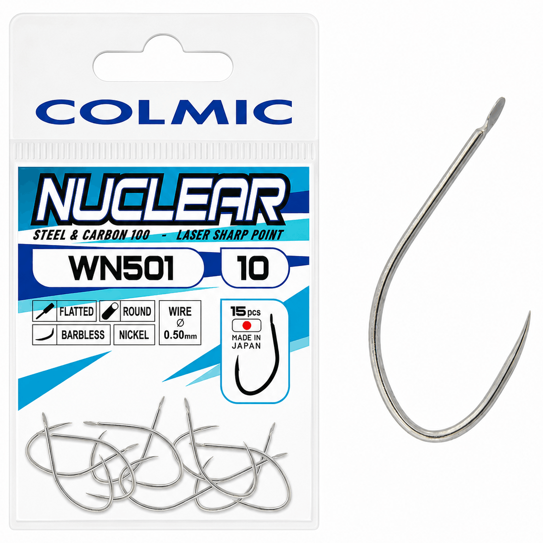 Colmic_Nuclear_WN501_Hooks_Nickel_Nikkel_Haken_Weerhaakloos-size-10-a