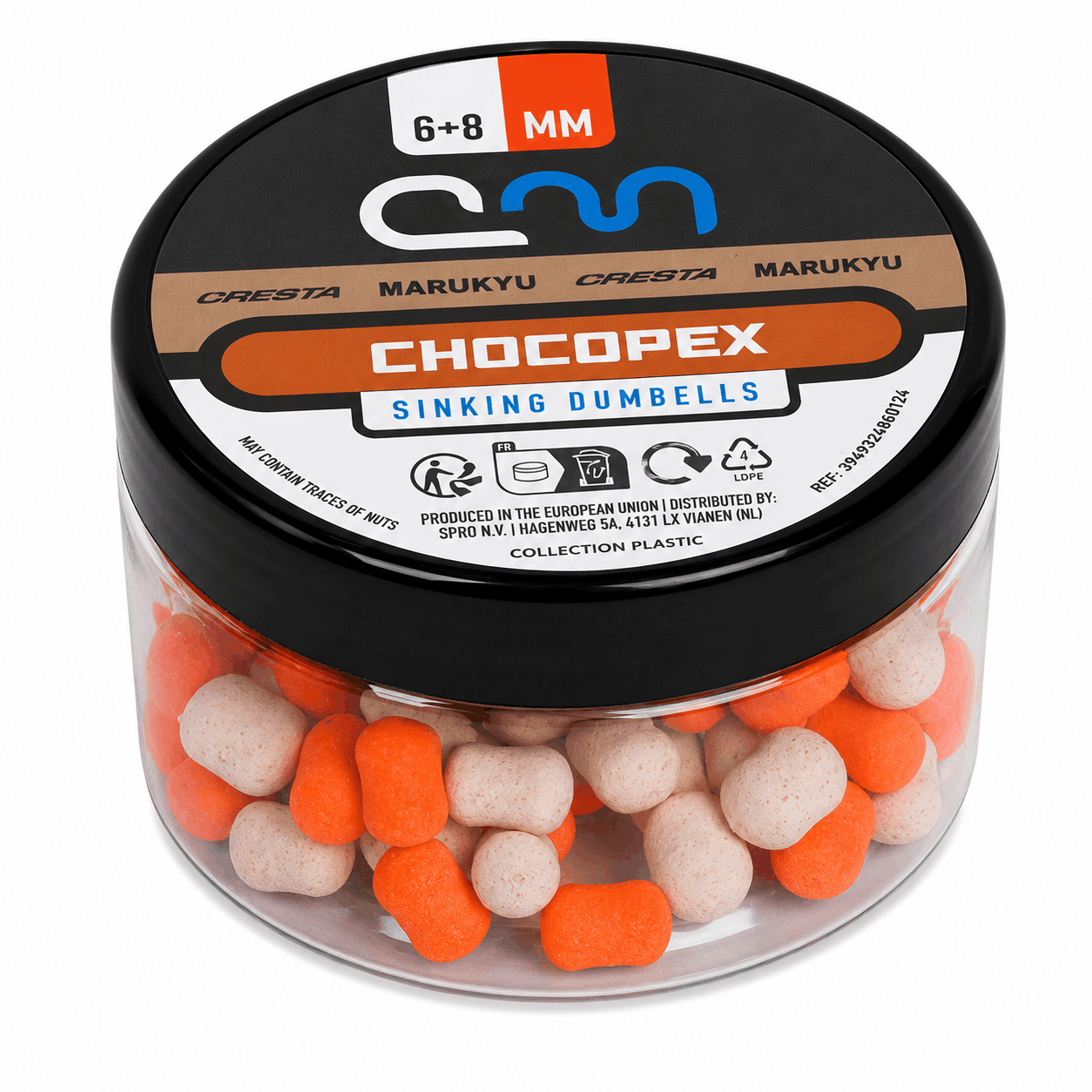 Cresta-Marukyu-Dumbell-Sinkers-Chocopex-white-oange