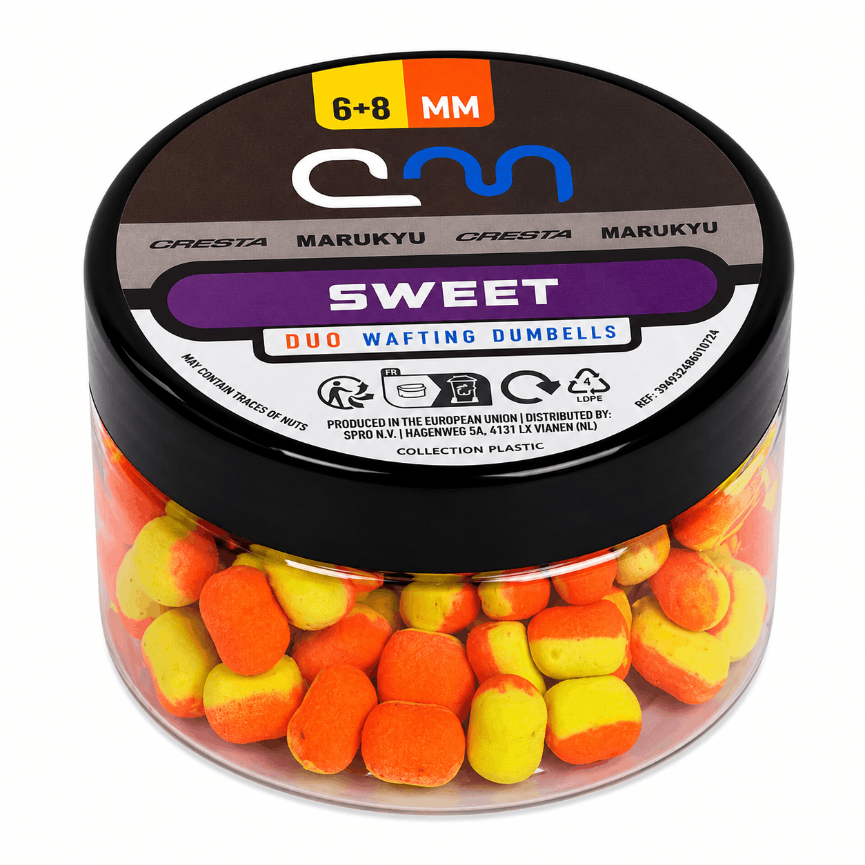 Cresta-Marukyu-Dumbell-Wafters-DUO-sweet-Orange-yellow