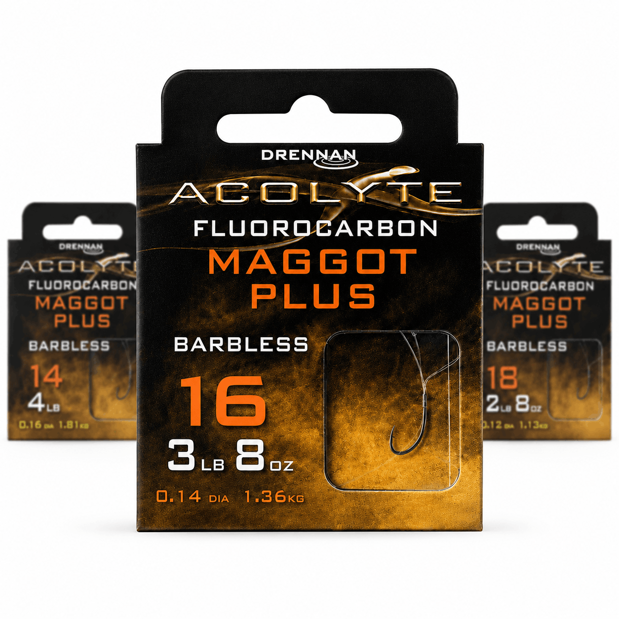 ACOLYTE MAGGOT PLUS BARBLESS - HOOKS TO FLUOROCARBON 30CM