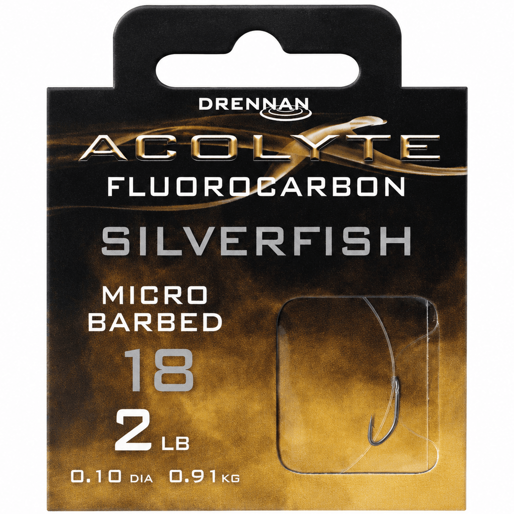 Drennan-Acolyte-fluorocarbon-silverfish-micro-barbed-size-18-010mm