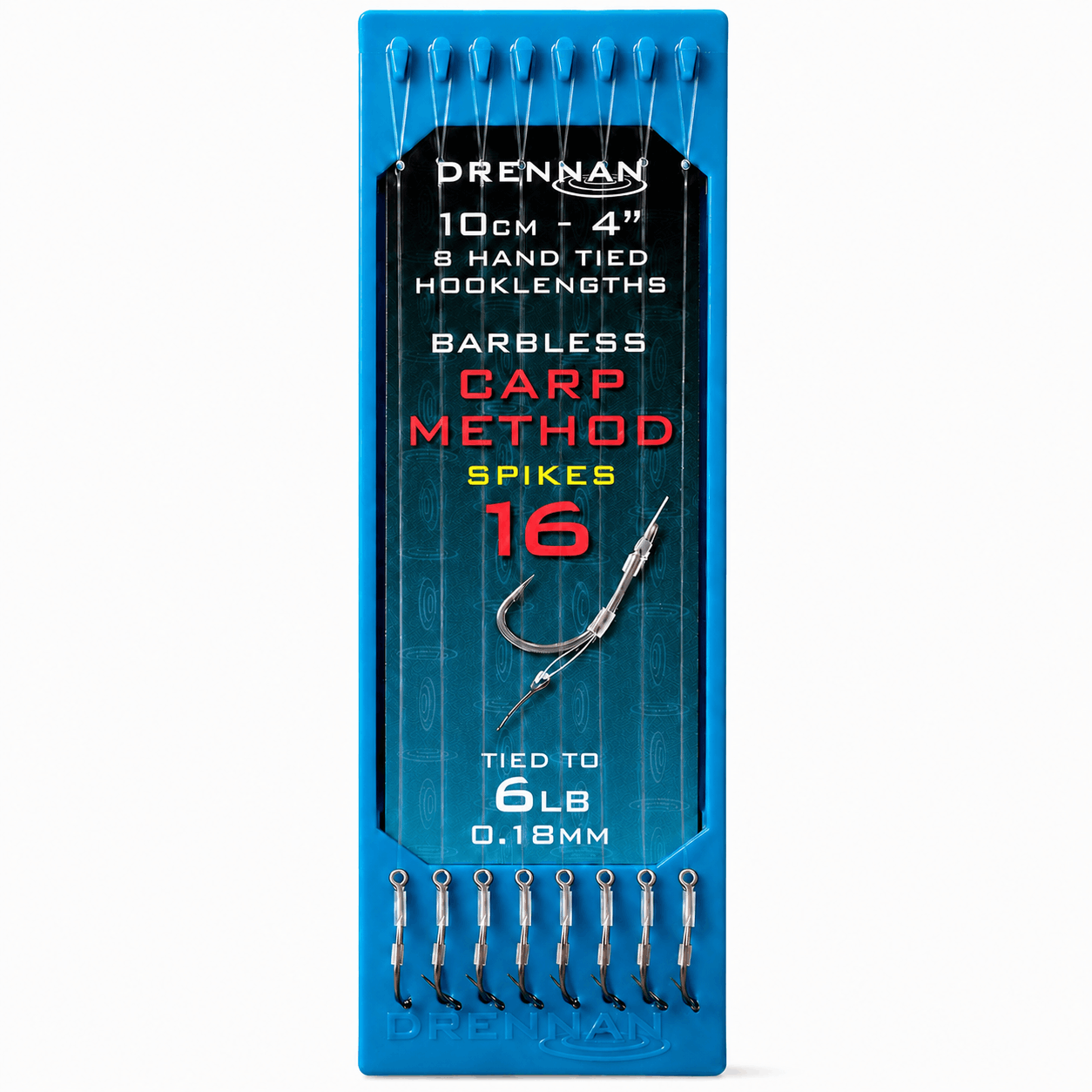 Drennan-carp-method-spikes-barbless-hooklengths-10cm-size-16-018mm