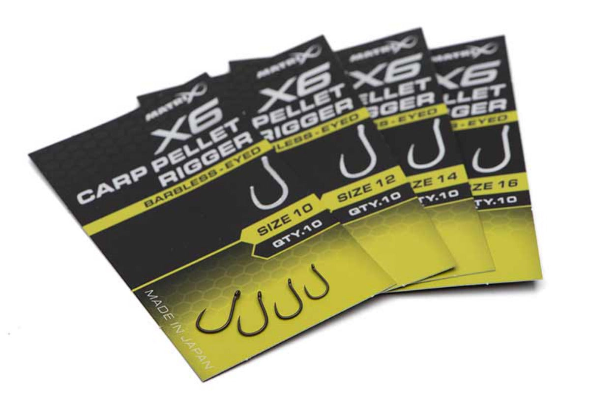 X6 CARP PELLET RIGGER BARBLESS EYED