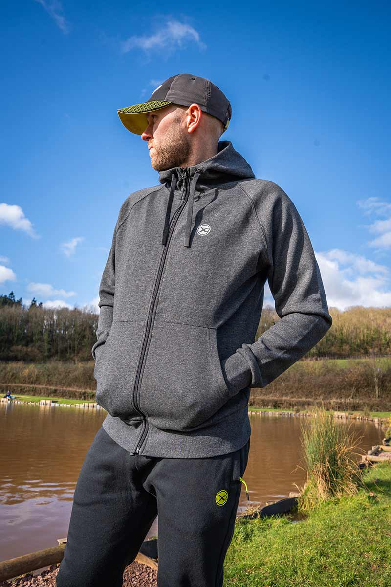 CHARCOAL MARL ZIP HOODY