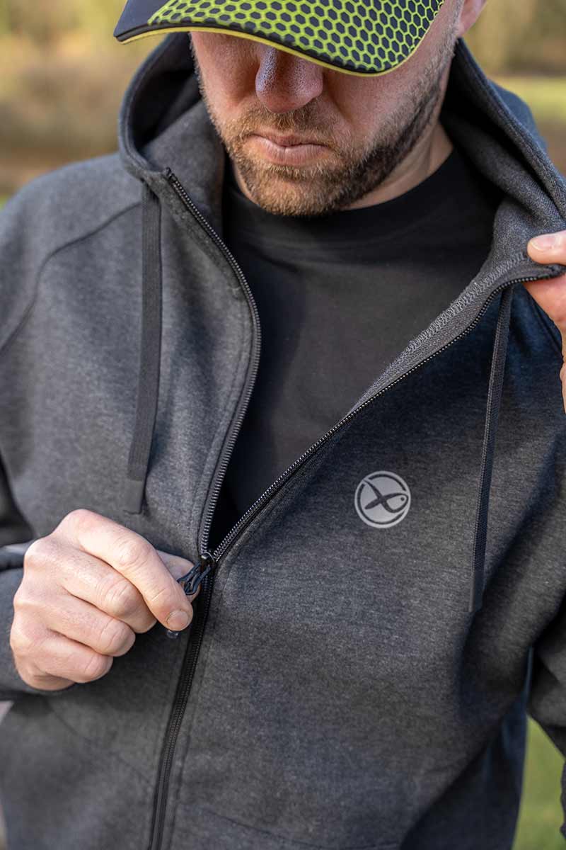 CHARCOAL MARL ZIP HOODY