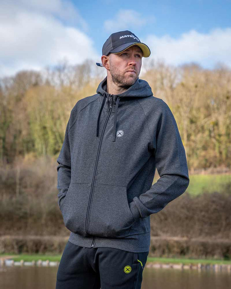 CHARCOAL MARL ZIP HOODY