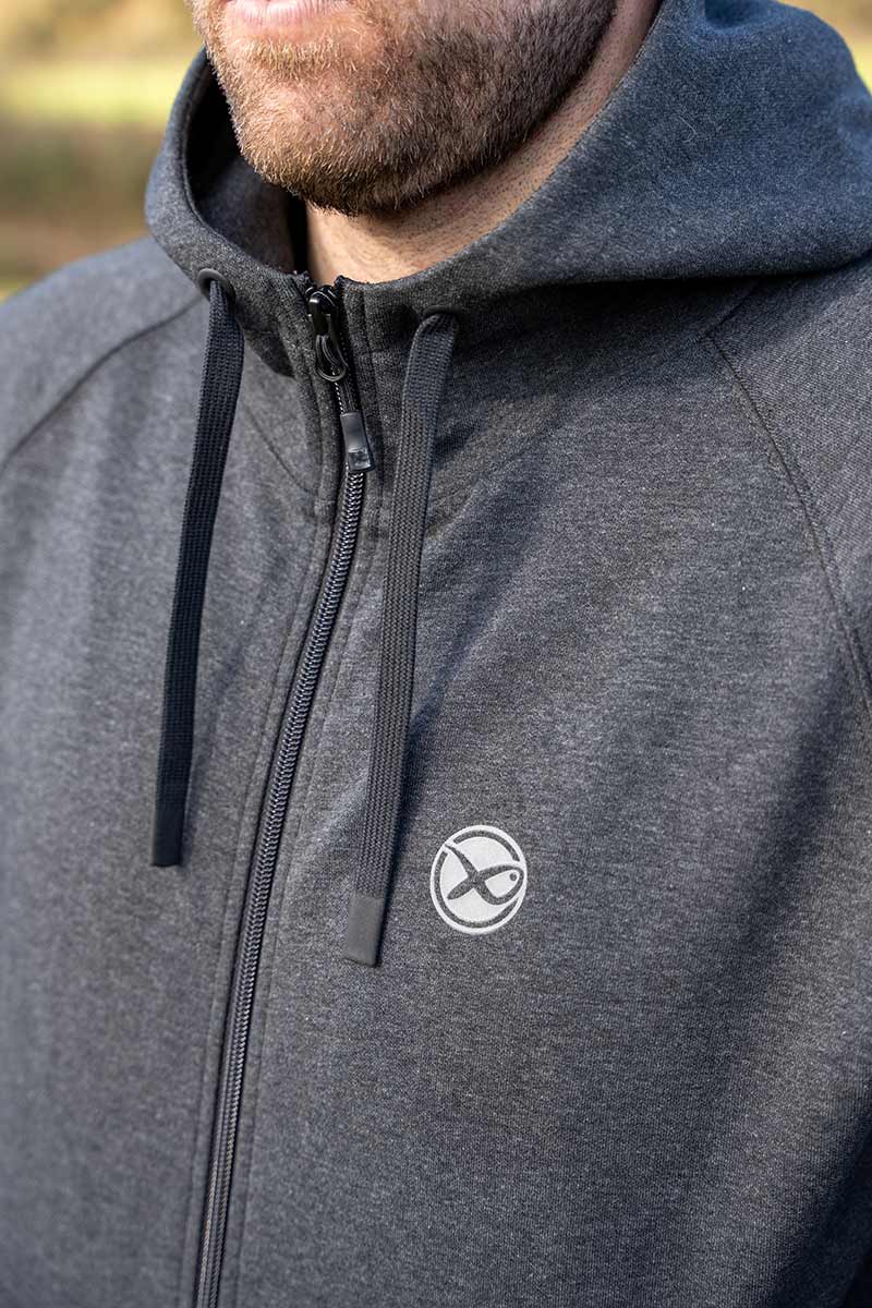 CHARCOAL MARL ZIP HOODY