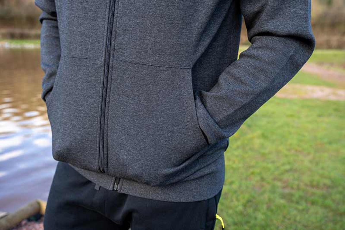 CHARCOAL MARL ZIP HOODY