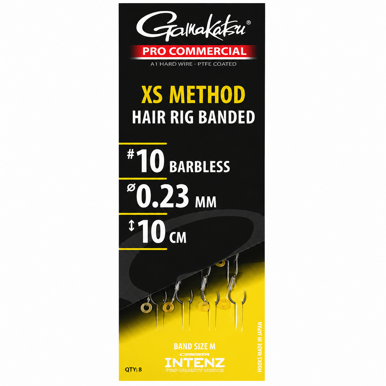 Gamakatsu-Pro-Commercial-XS-Method-Hair-Rig-Banded-Barbless-10cm-Onderlijnen-size-10-23mm