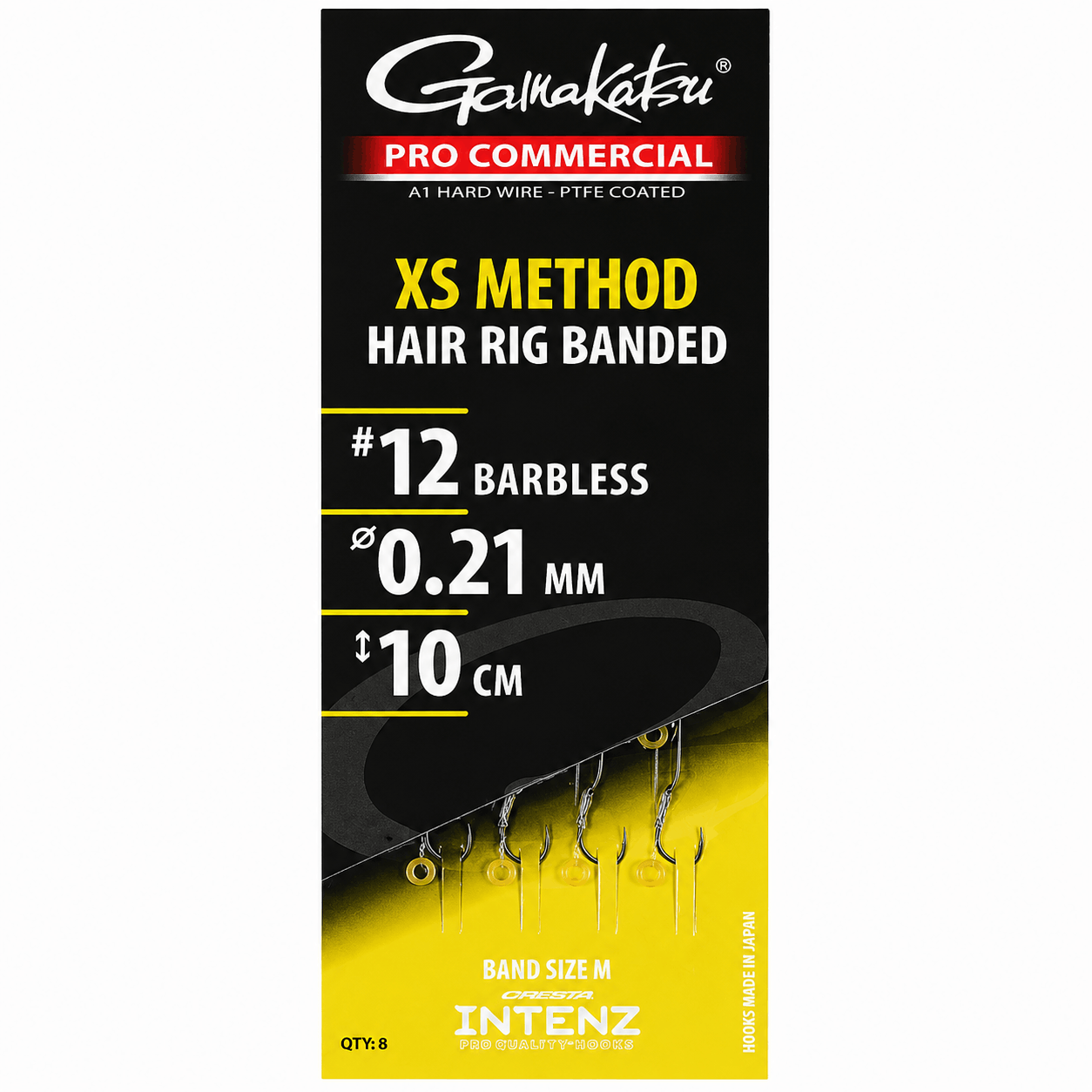 Gamakatsu-Pro-Commercial-XS-Method-Hair-Rig-Banded-Barbless-10cm-Onderlijnen-size-12-21mm