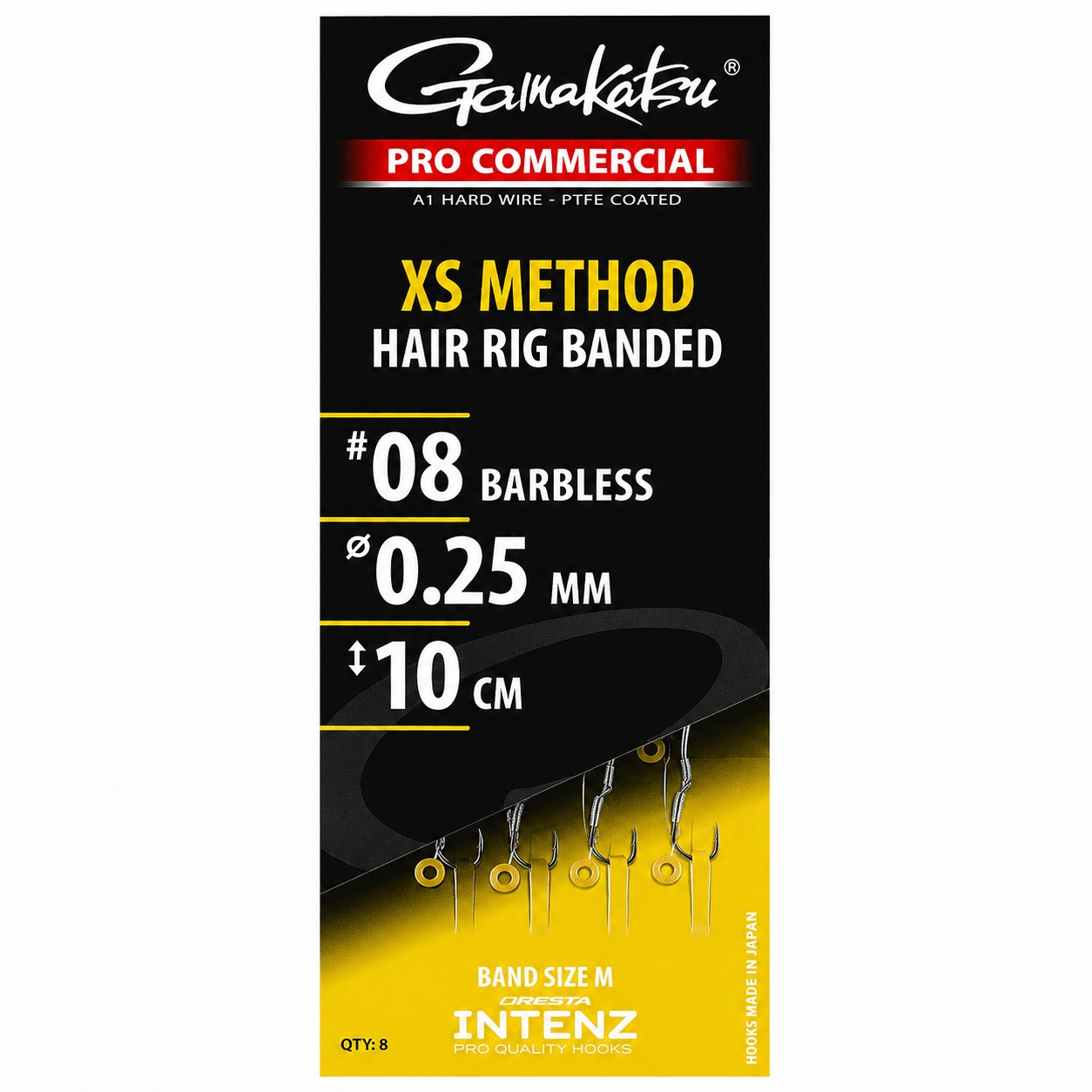 Gamakatsu-Pro-Commercial-XS-Method-Hair-Rig-Banded-Barbless-10cm-Onderlijnensize-08-25mm