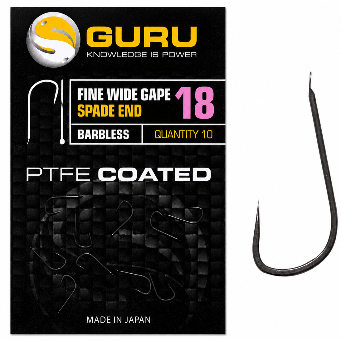 Guru-fine-wide-gape-spade-end-barbless-size-18