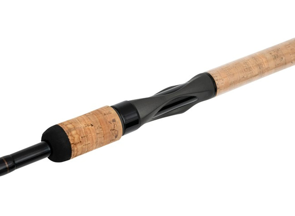 Guru Aventus Waggler 12ft, close-up van kurken handgreep en molenhouder