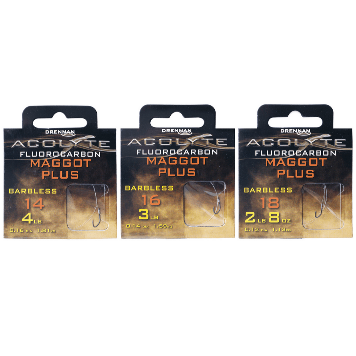 Drennan acolyte maggot plus barbless - hooks to fluorocarbon 30cm