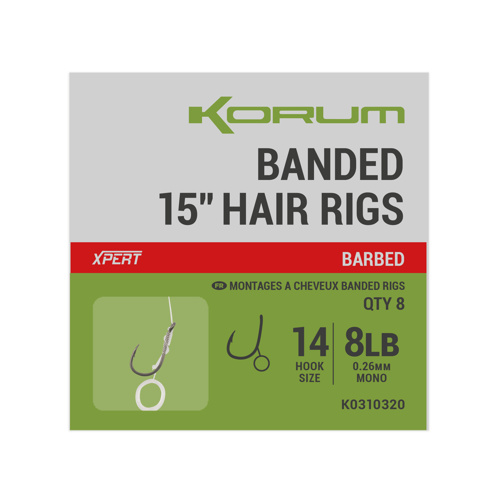 Korum banded hair rigs - barbed