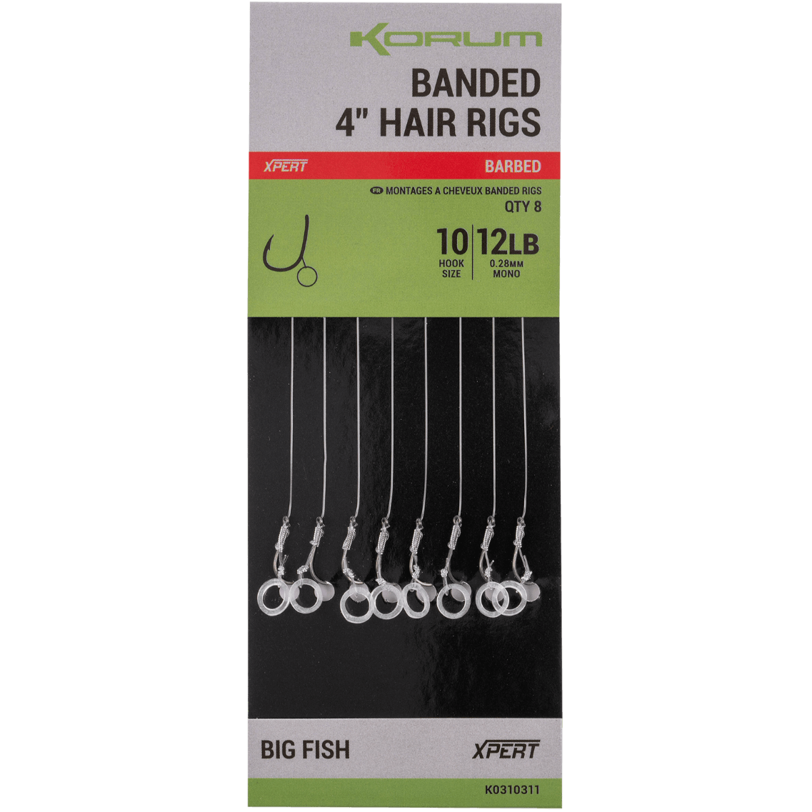 KORUM-BANDED-HAIR-RIGS-BARBED-10cm-size-10-028m