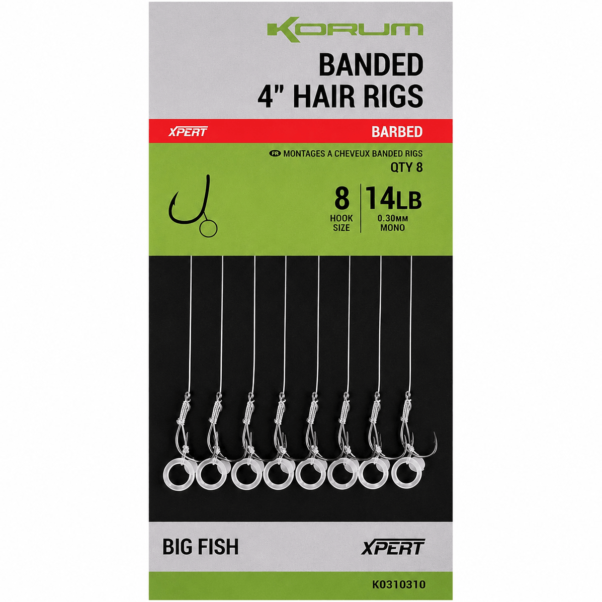 KORUM-BANDED-HAIR-RIGS-BARBED-10cm-size-8-030m