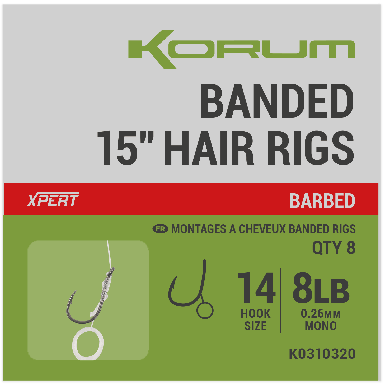 KORUM-BANDED-HAIR-RIGS-BARBED-15-Inch-size-14-026m