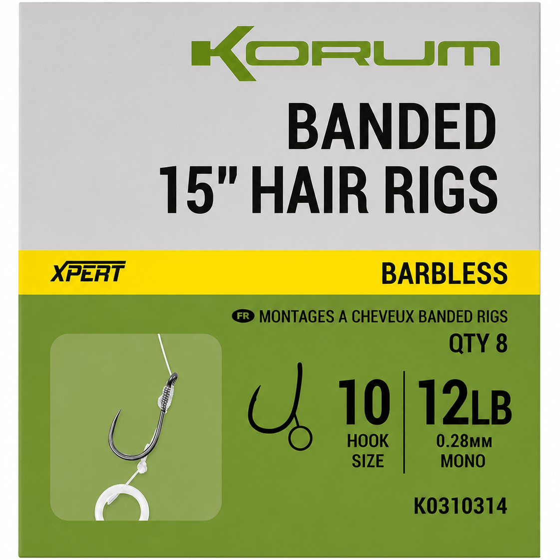 KORUM-BANDED-HAIR-RIGS-BARBLESS-15-Inch-size-10-028mm