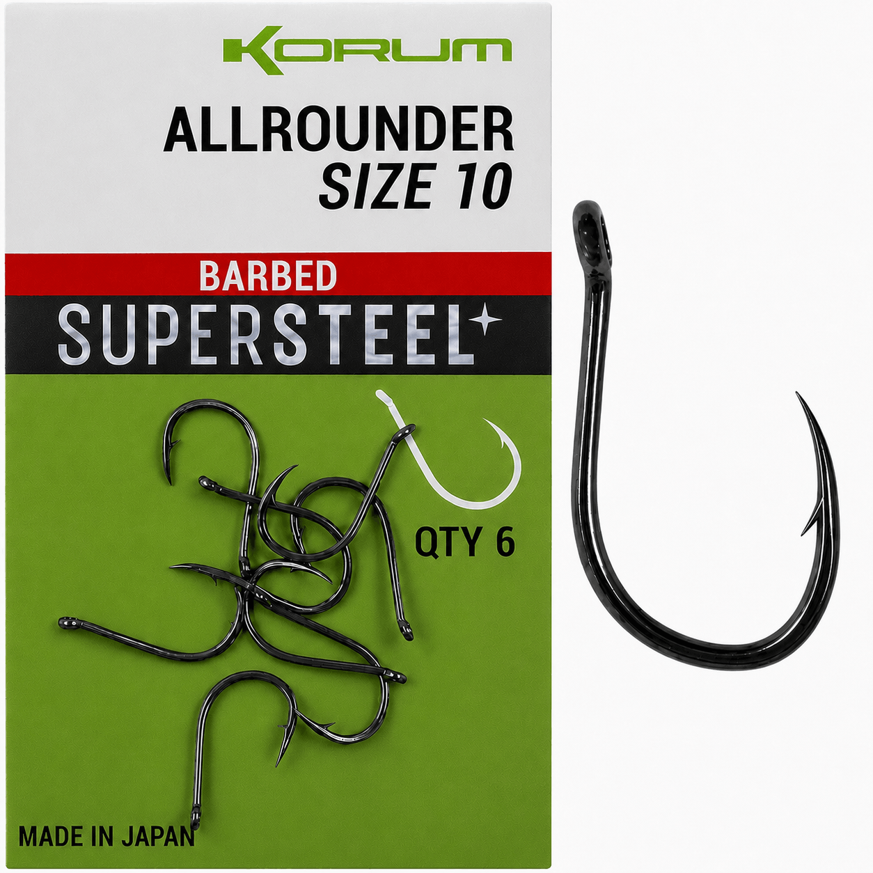 Korum-Allrounder-Hooks-Barbed-Supersteel-barbed-size-10