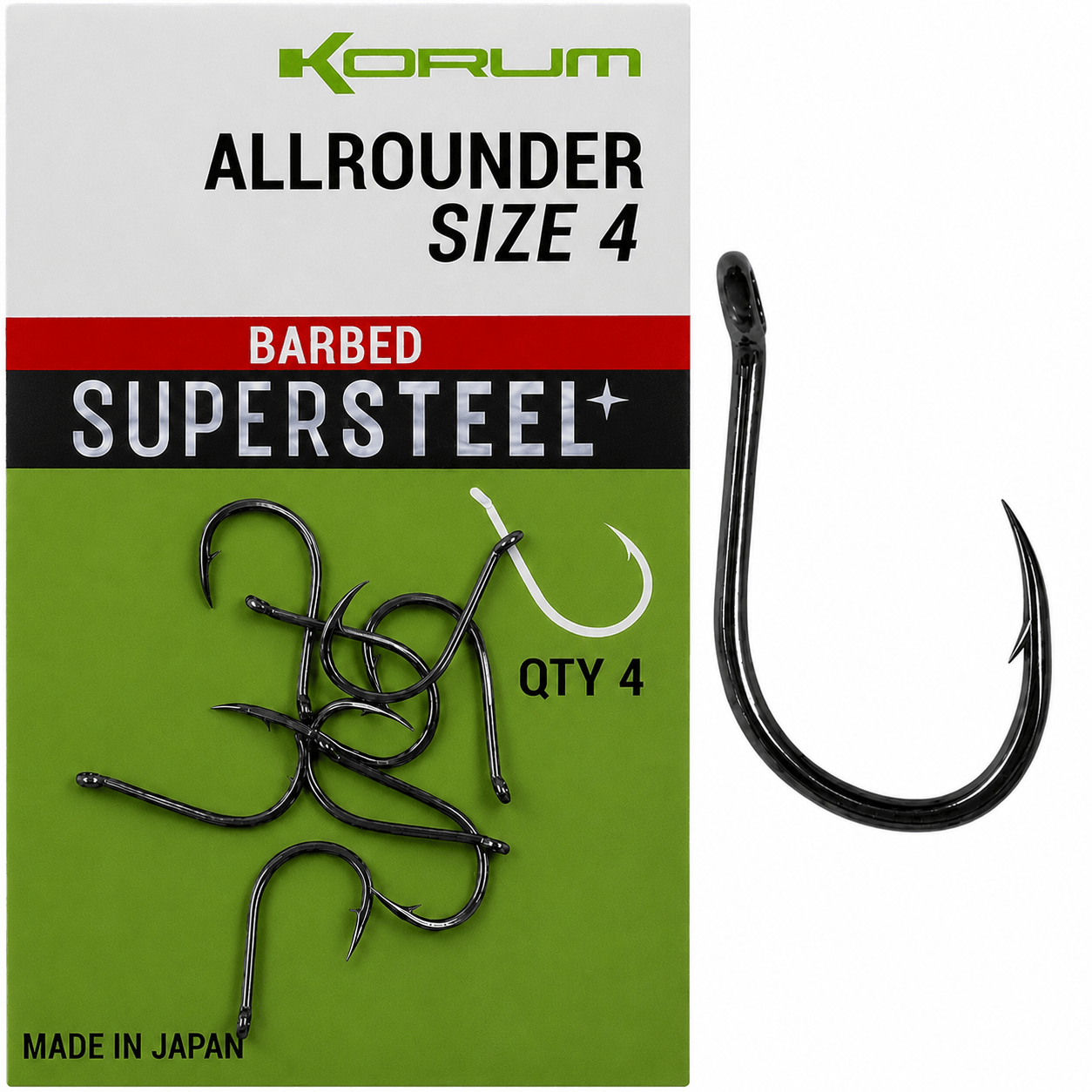 Korum-Allrounder-Hooks-Barbed-Supersteel-barbed-size-4