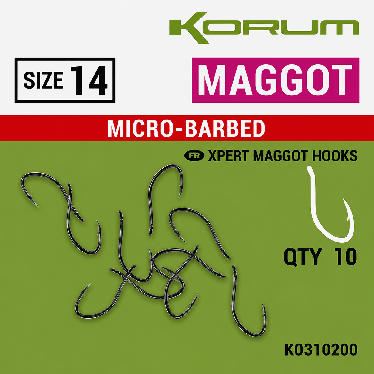 Korum-xpert-maggot-micro-barbed-size-14