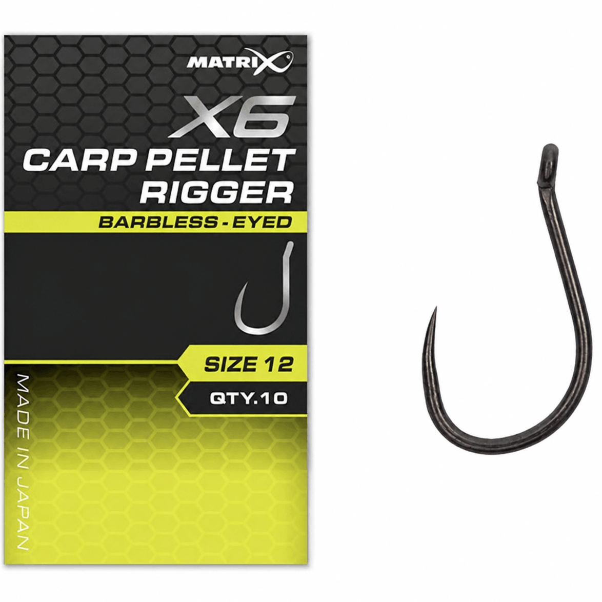 MATRIX-X6-CARP-PELLET-RIGGER-barbless-eyed-size-12