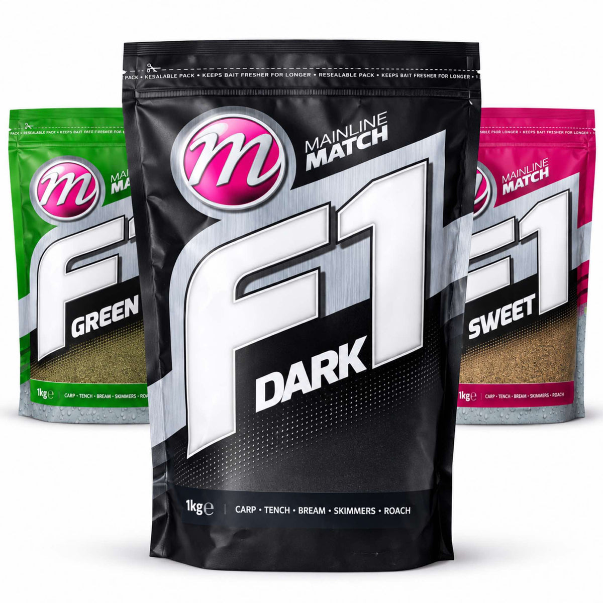 Mainline Match F1 Groundbait 1kg – Dark, Sweet en Green varianten
