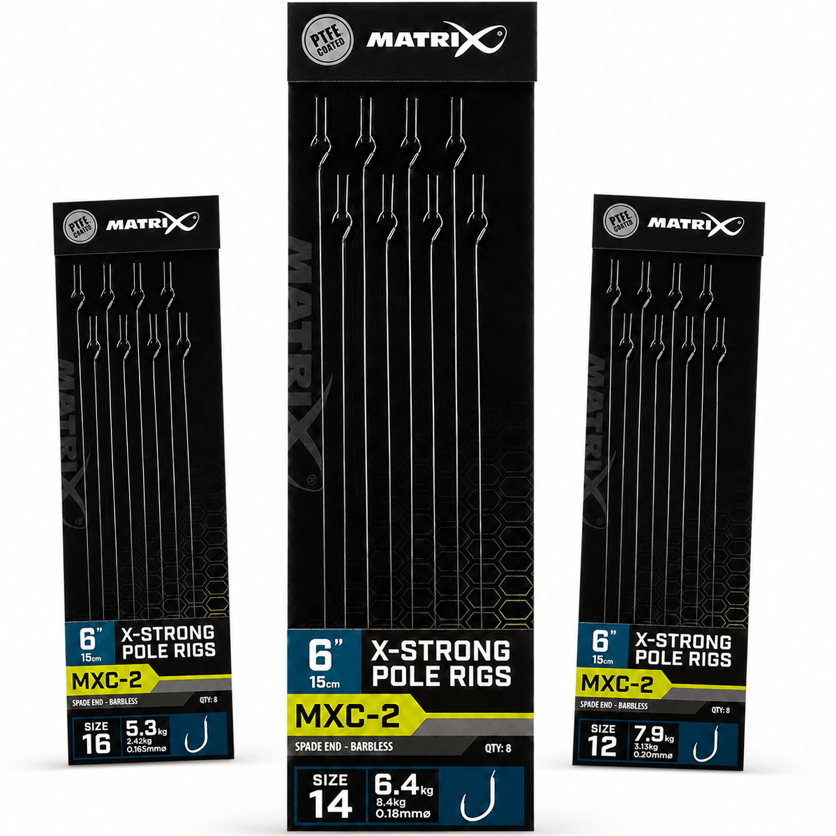 Matrix-MXC-2-X-Strong-Spade-End-Barbless-Pole-Rigs-6-inch-15cm-Onderlijnen