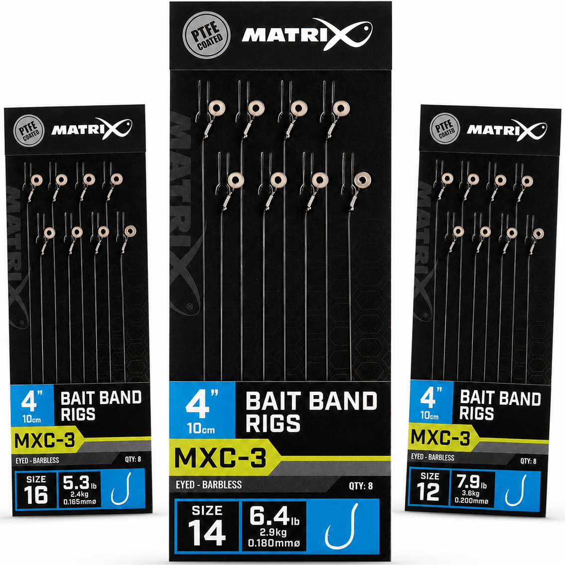 Matrix-MXC-3-Bait-Band-Rigs-Eyed-Barbless-4-10cm-Onderlijnen