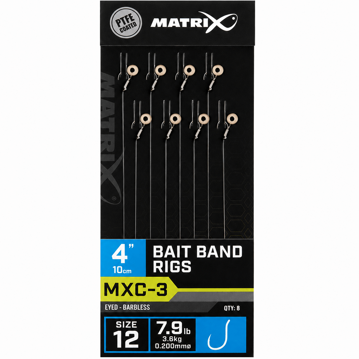 Matrix-MXC-3-Bait-Band-Rigs-Eyed-Barbless-4-10cm-Onderlijnen-size-12-020mm