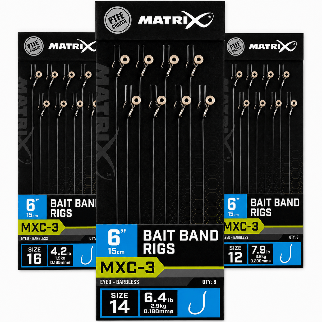 Matrix-MXC-3-Bait-Band-Rigs-Eyed-Barbless-6-15cm-Onderlijnen