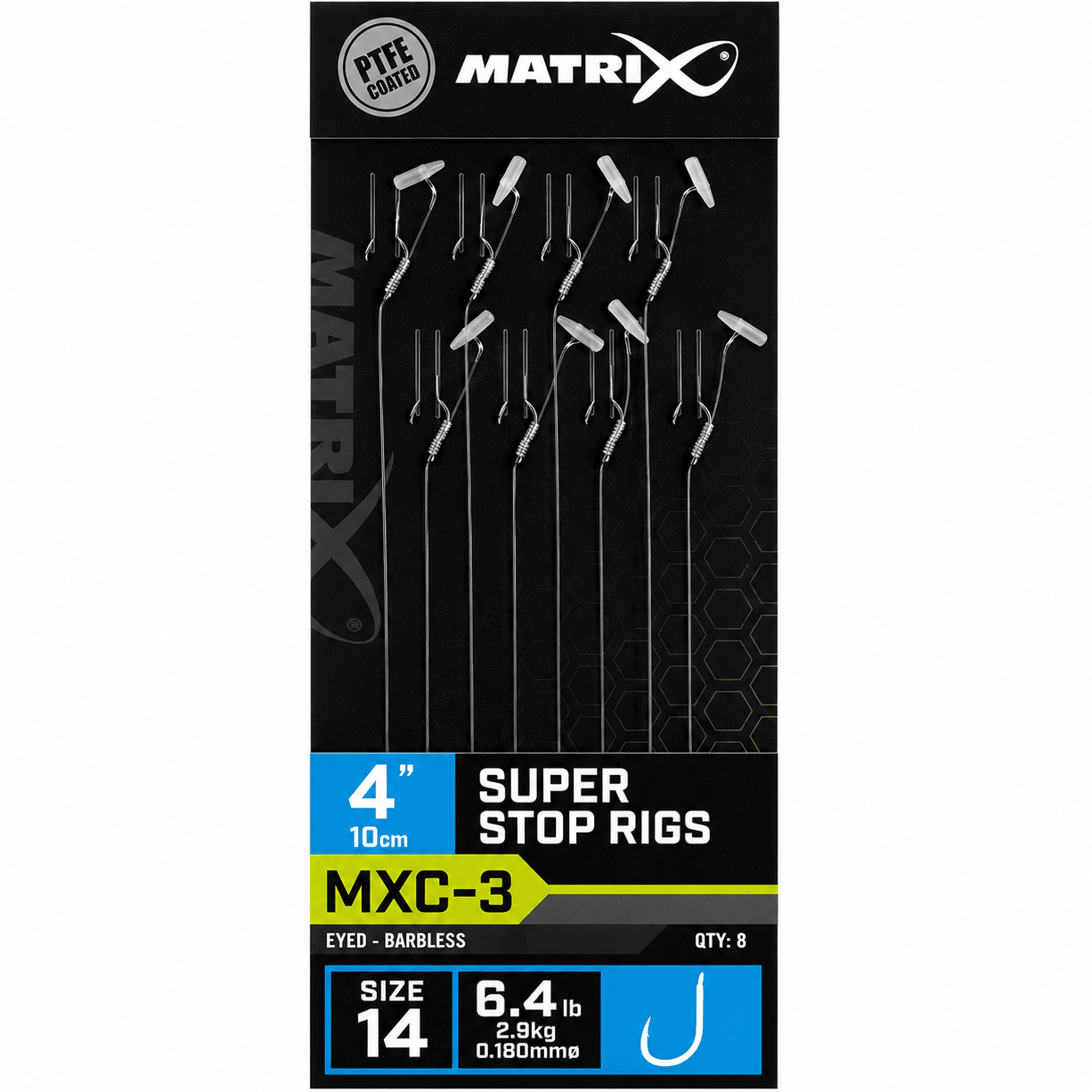 Matrix-MXC-3-Super-Stop-Rigs-Eyed-Barbless-4-10cm-Onderlijnen-size-14-018mm