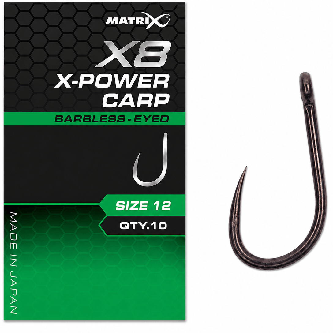 Matrix-X8-X-Power-carp-eyed-barbless-size-12