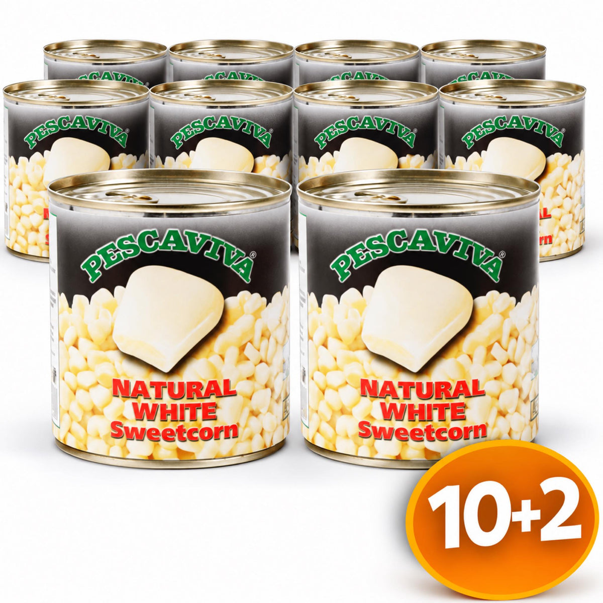 Pescaviva White Sweetcorn Natural 160g 10+2 – twaalf blikken witte maïs