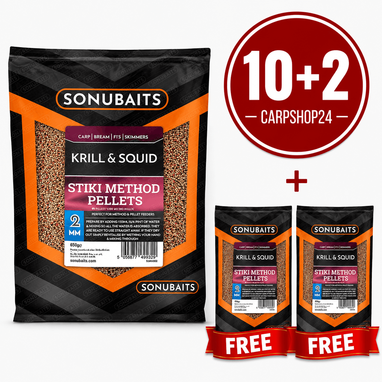 Sonubaits-stiki-method-pellets-krill-squid-2mm-10+2-pakket-deal