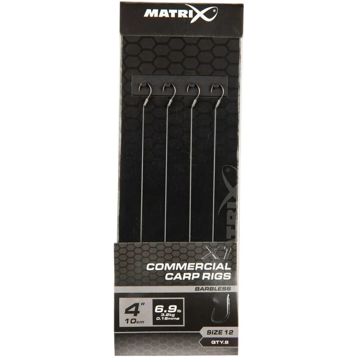 Matrix X1 Commercial Carp Rigs 4 inch / 10 cm – haak 12, 0.18 mm, zonder weerhaak