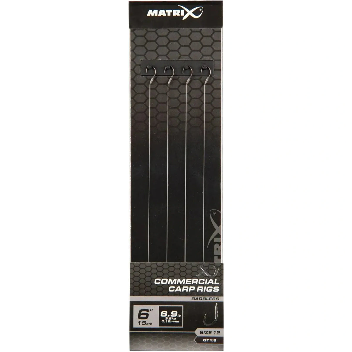 Matrix X1 Commercial Carp Rigs 6 inch / 15 cm – haak 12, 0.18 mm, zonder weerhaak