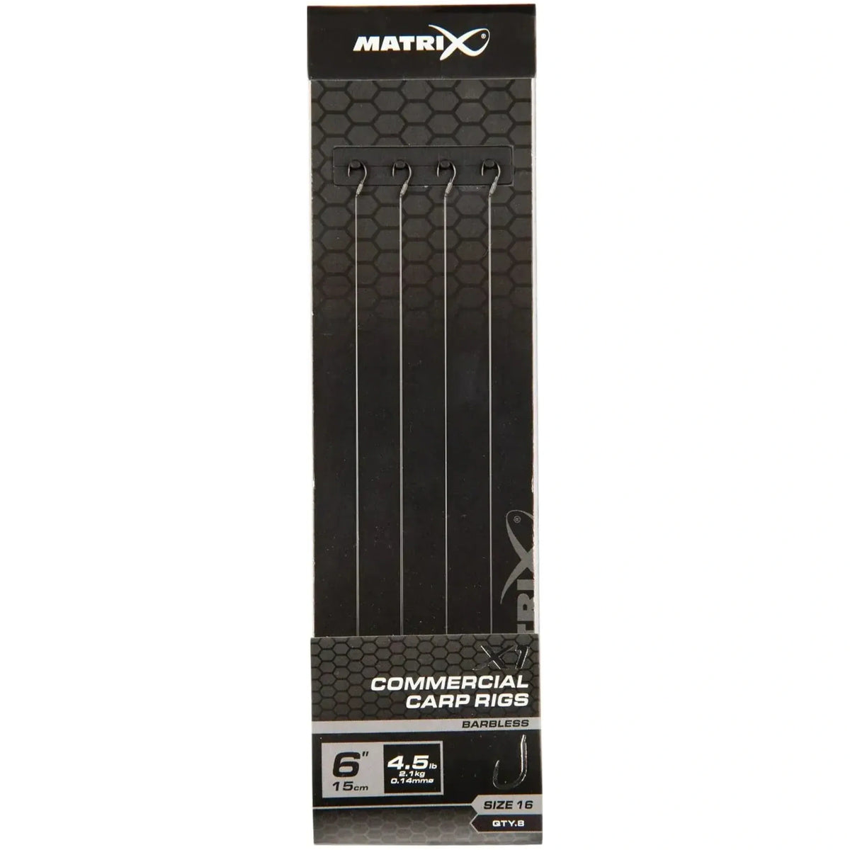 Matrix X1 Commercial Carp Rigs 6 inch / 15 cm – haak 16, 0.14 mm, zonder weerhaak