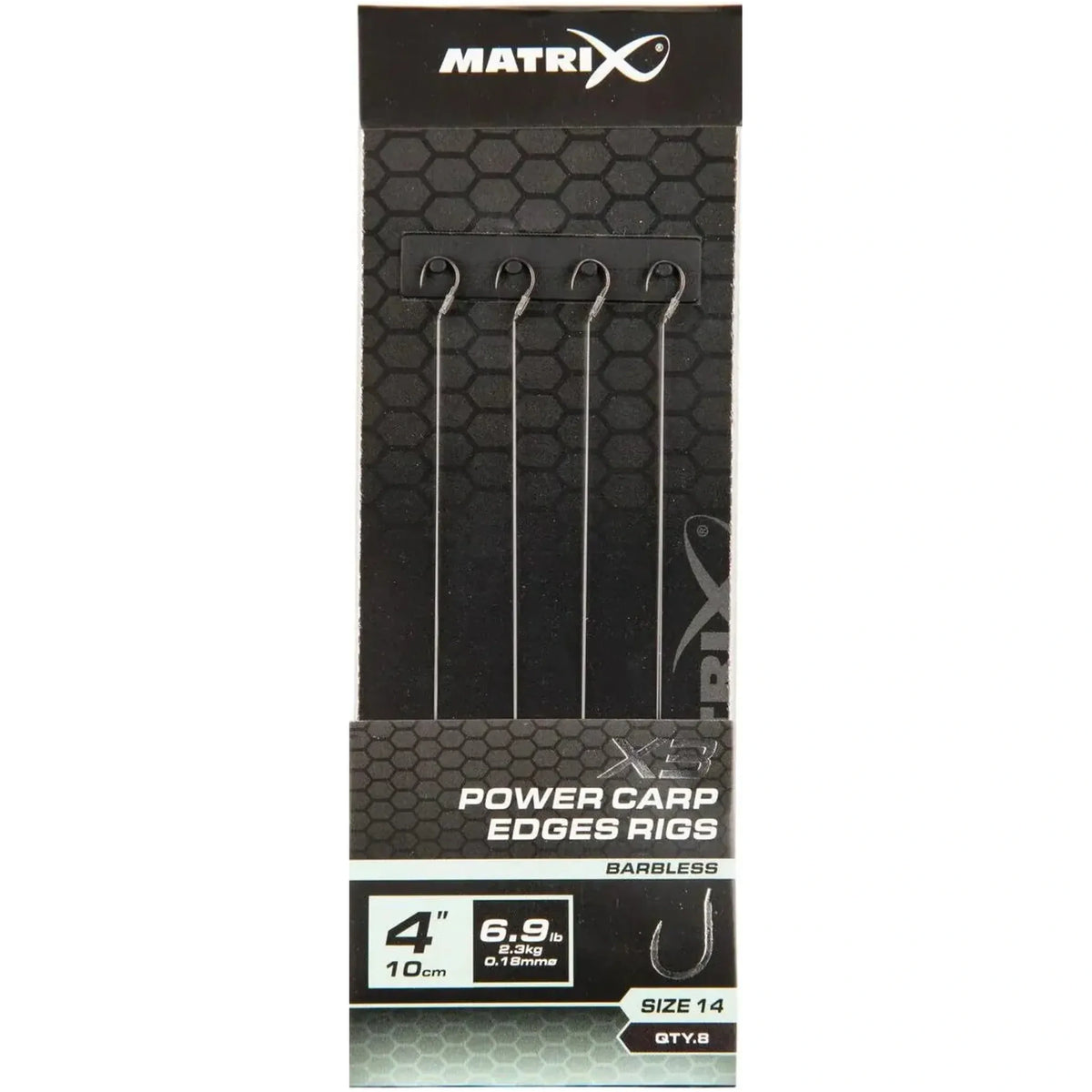 Matrix X3 Power Carp Edge Rigs 4 inch / 10 cm – haak 14, 0.18 mm, zonder weerhaak