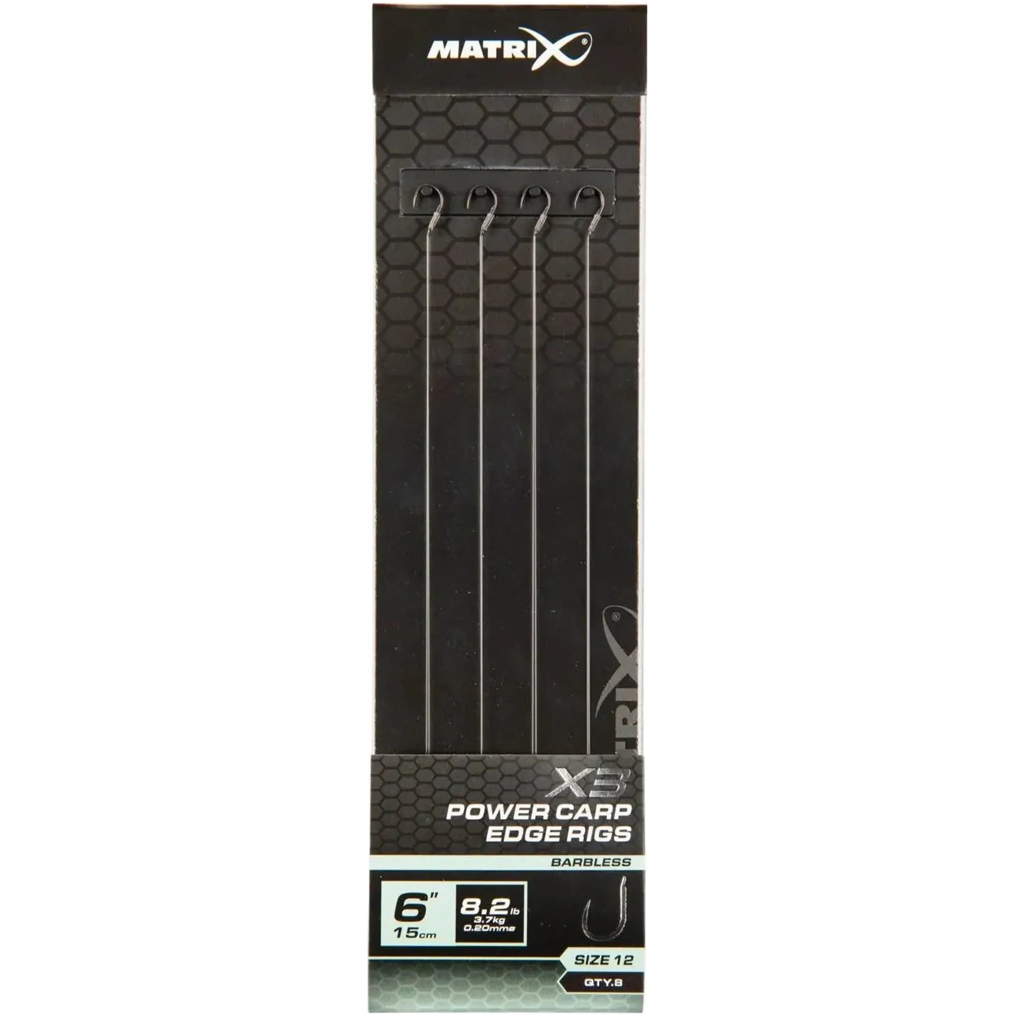 Matrix X3 Power Carp Edge Rigs 6 inch / 15 cm – haak 12, 0.20 mm, zonder weerhaak
