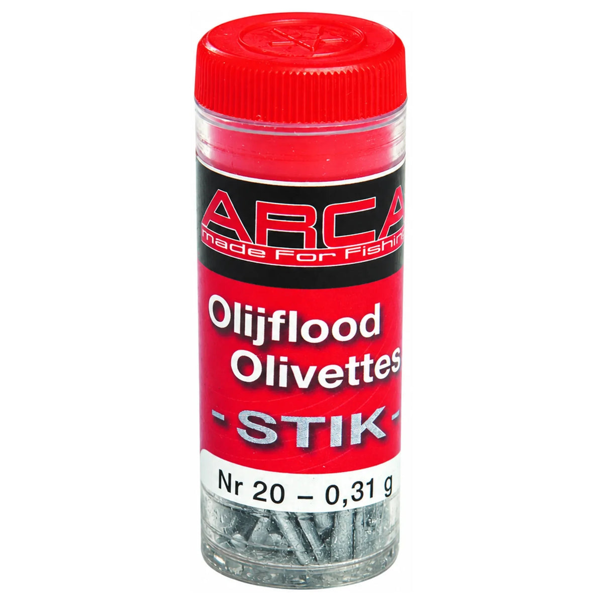 Arca Tube Olijflood Stik – tube Nr 20 met langwerpige loodjes van 0,31 g