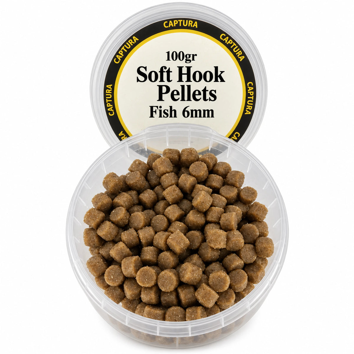 Captura Baits Soft Hook Pellets 100g Fish 6mm – open potje