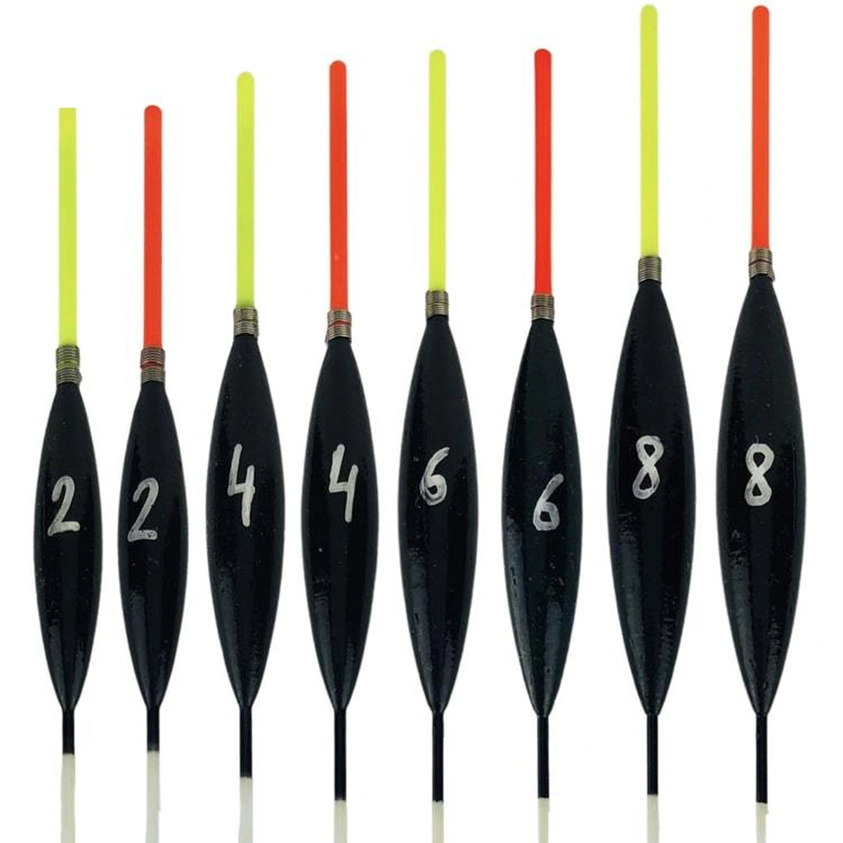 Carpshop24 Carp 3 dobbers rood en geel overzicht