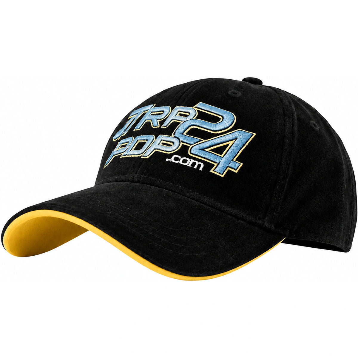 Carpshop24 Velvet Black Cap voorzijde zwart met gele bies