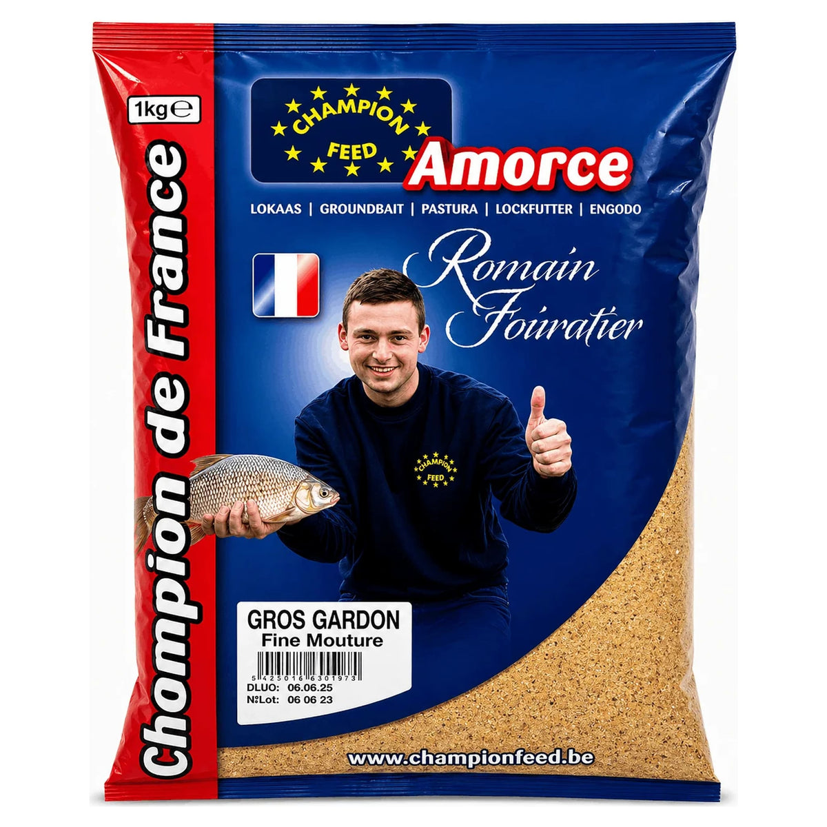 Champion Feed Champion de France Big Roach Fine Groundbait 1 kg – zak fijn bruin voornvoer