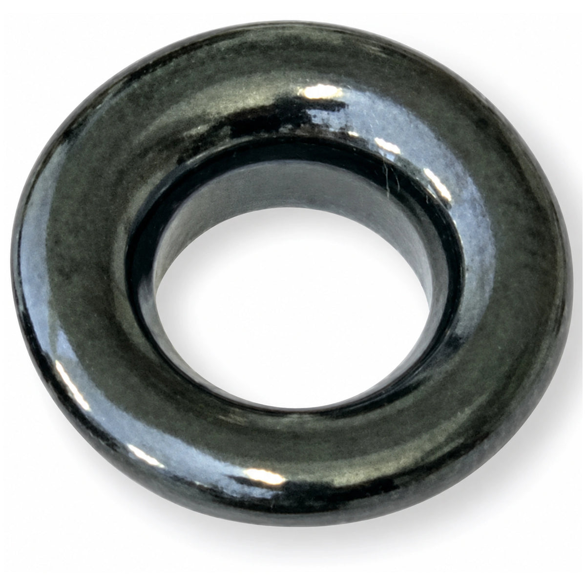 Donkergroene keramische Colmic pulla-ring met ronde opening, schuin van boven gezien